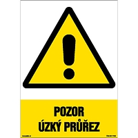 Značka Pozor – Úzký průřez, samolepicí fólie, 210 × 297 mm